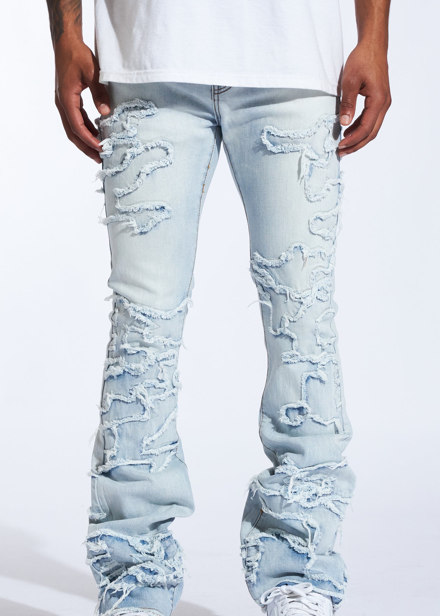 Raven Stacked Denim (Light Blue Distress)