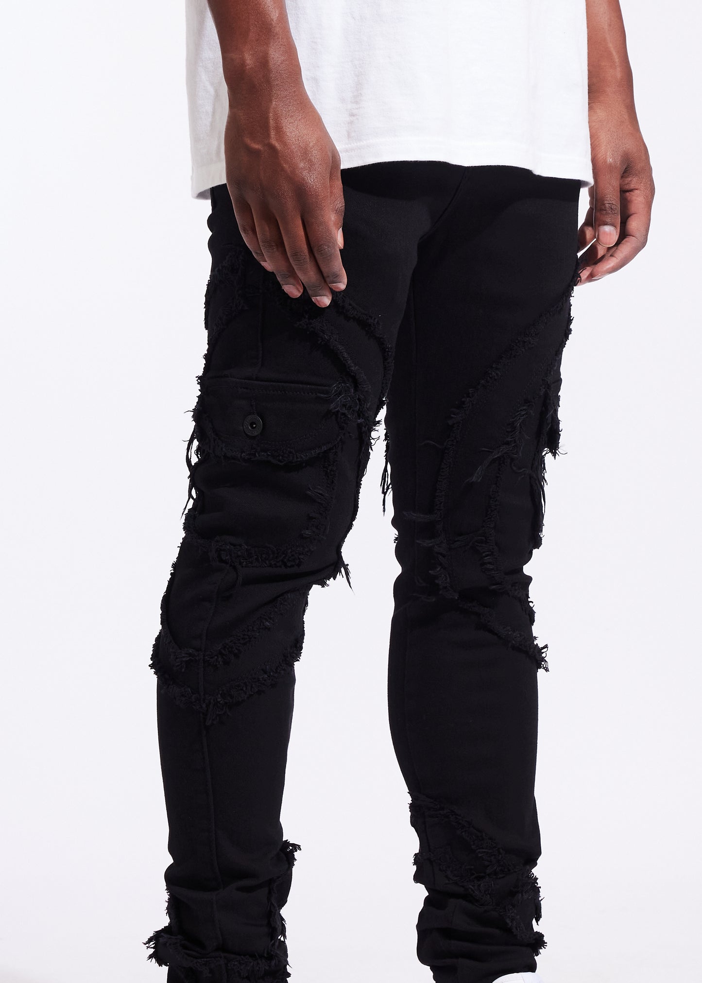 Arrow Skinny Cargo Denim (Jet Black)