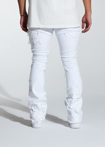 Arch Stacked Flare Denim (White Distess)