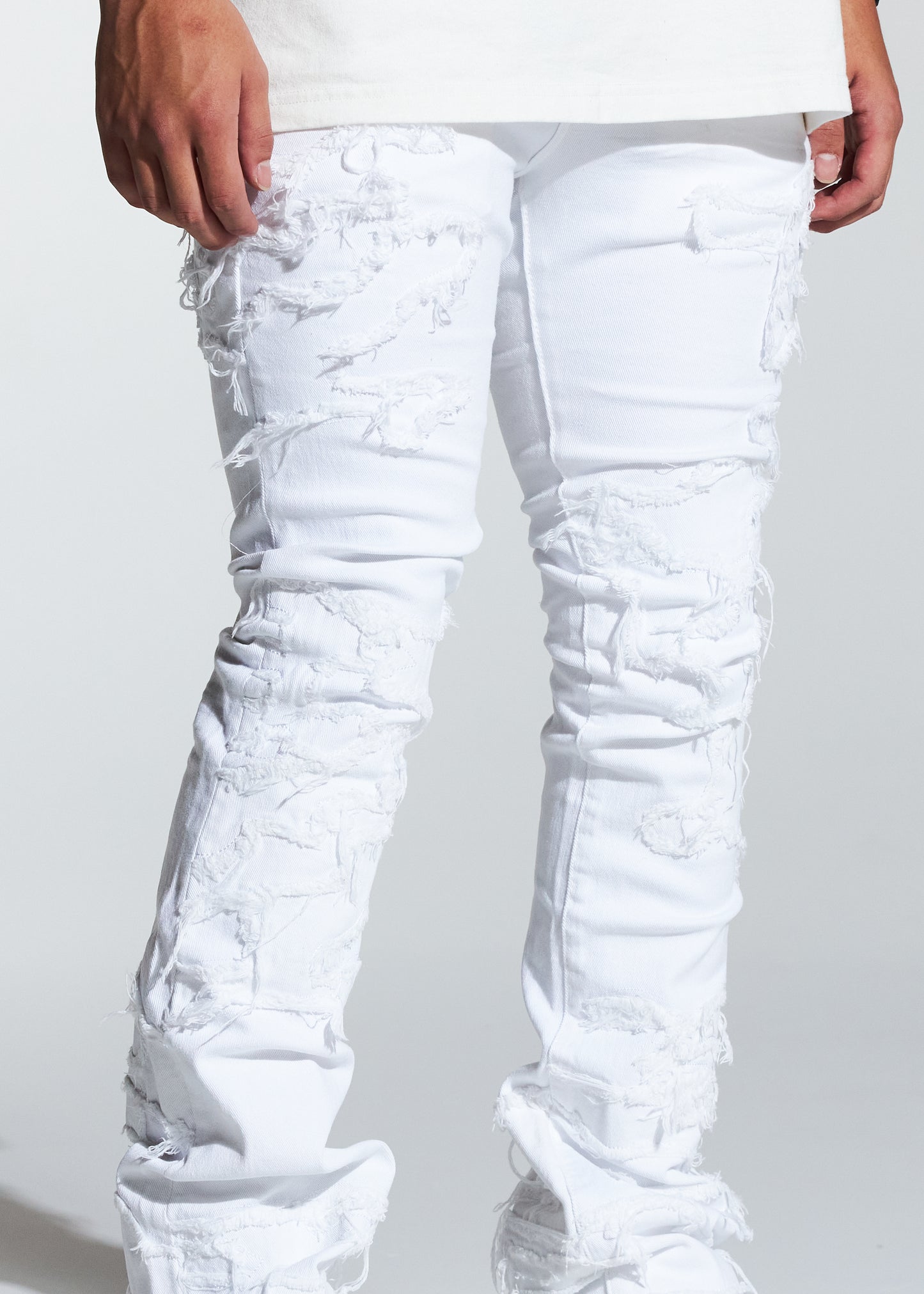 Arch Stacked Flare Denim (White Distess)