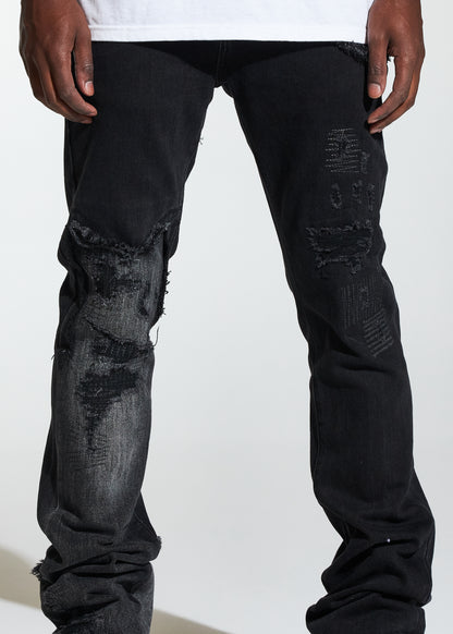 Arch Stacked Flare Denim (Washed Black)