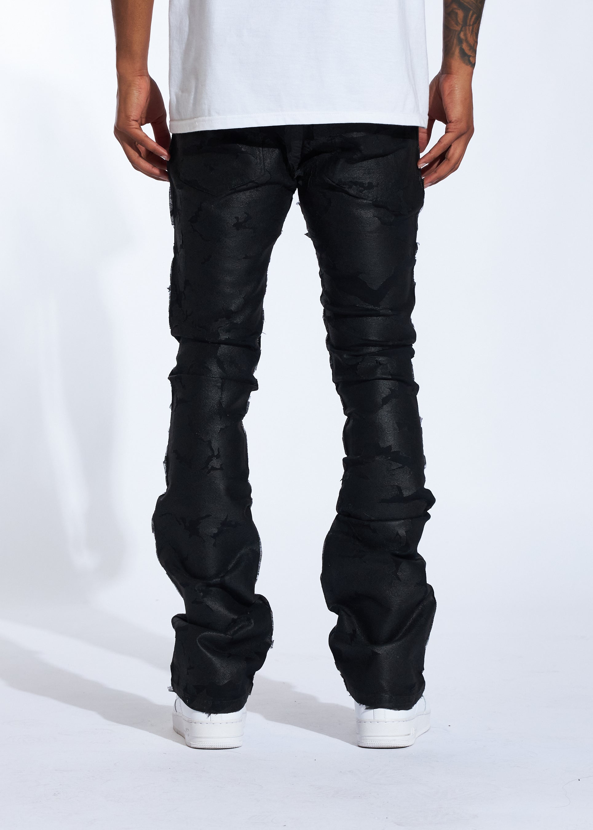 Black stacked denim jeans cheapest 02