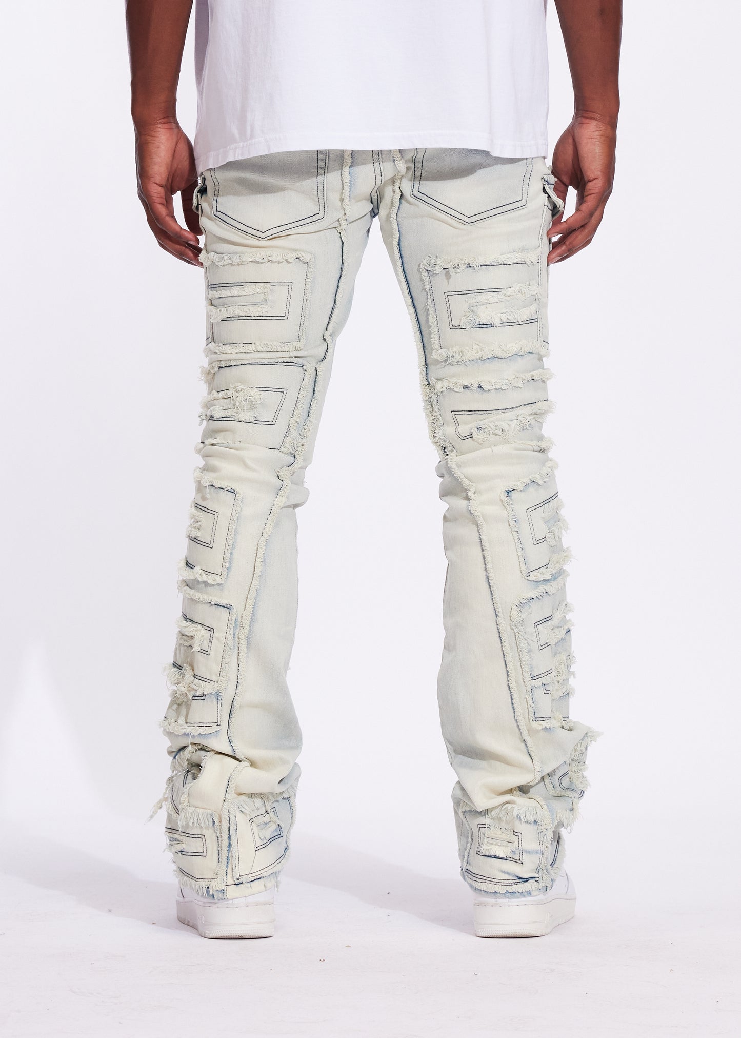 Fray Cargo Flare Denim (Vintage Acid)