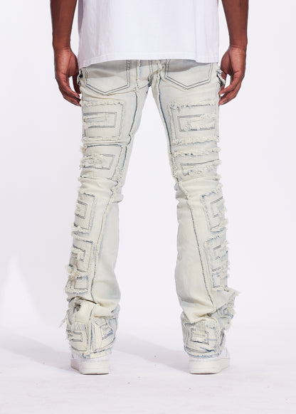 Fray Cargo Flare Denim (Vintage Acid)