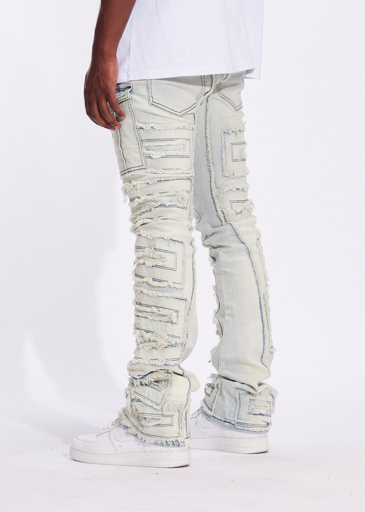 Fray Cargo Flare Denim (Vintage Acid)