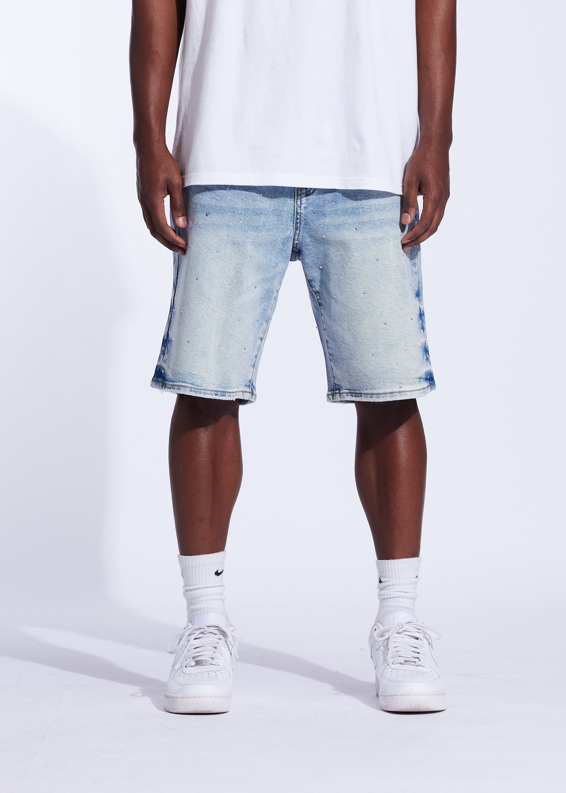 Iced Denim Shorts (Bleached Indigo)