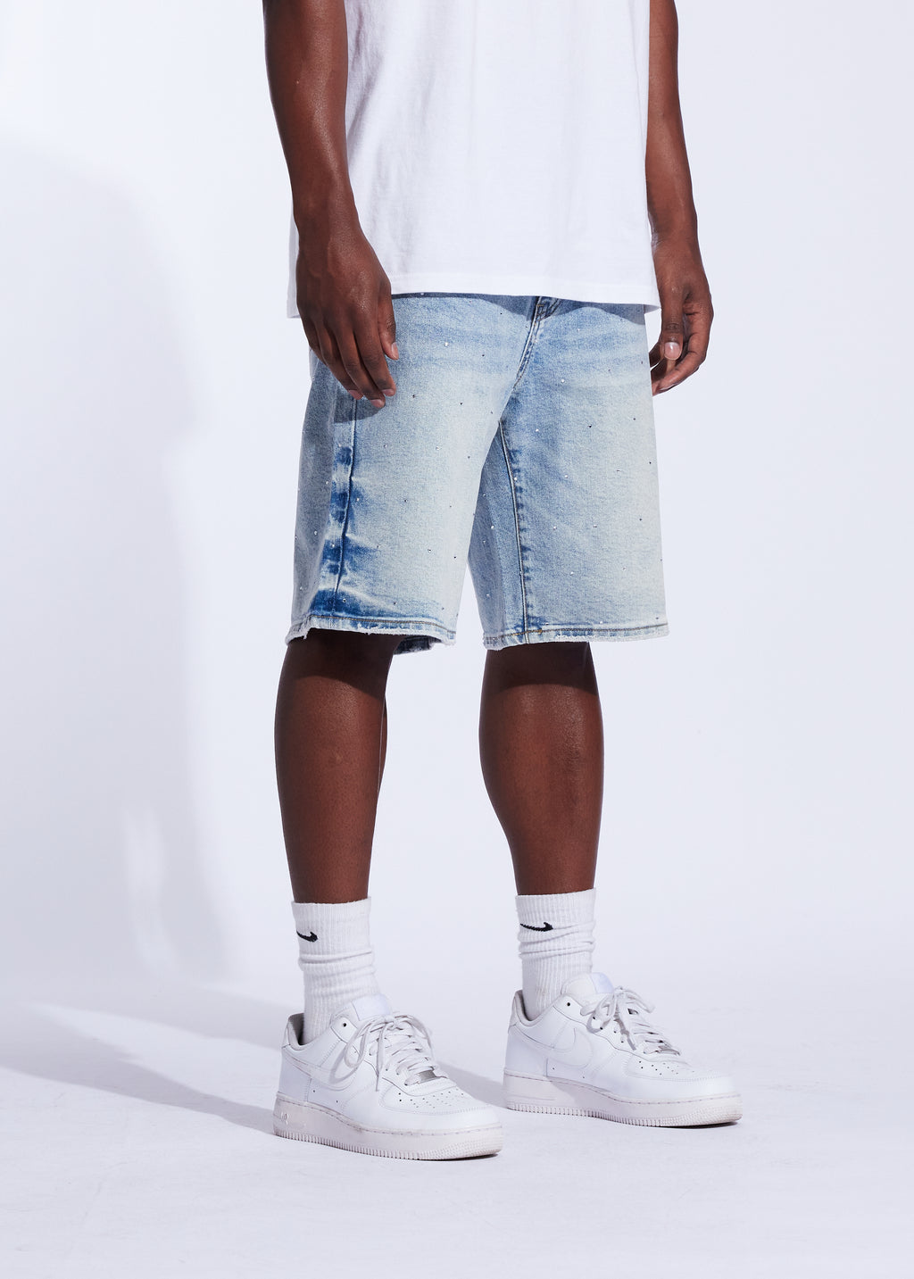 Iced Denim Shorts (Bleached Indigo)