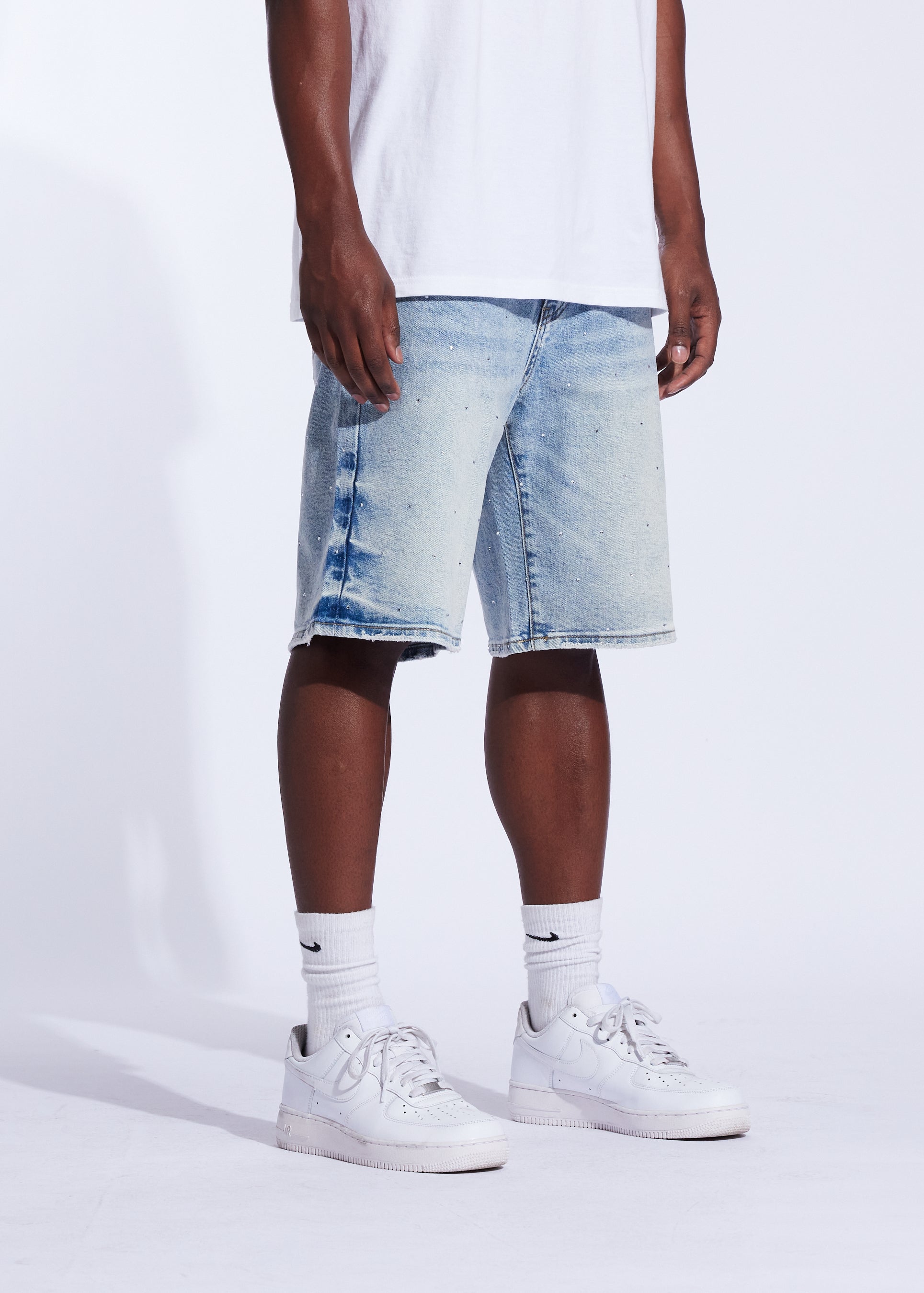 Iced Denim Shorts (Bleached Indigo)