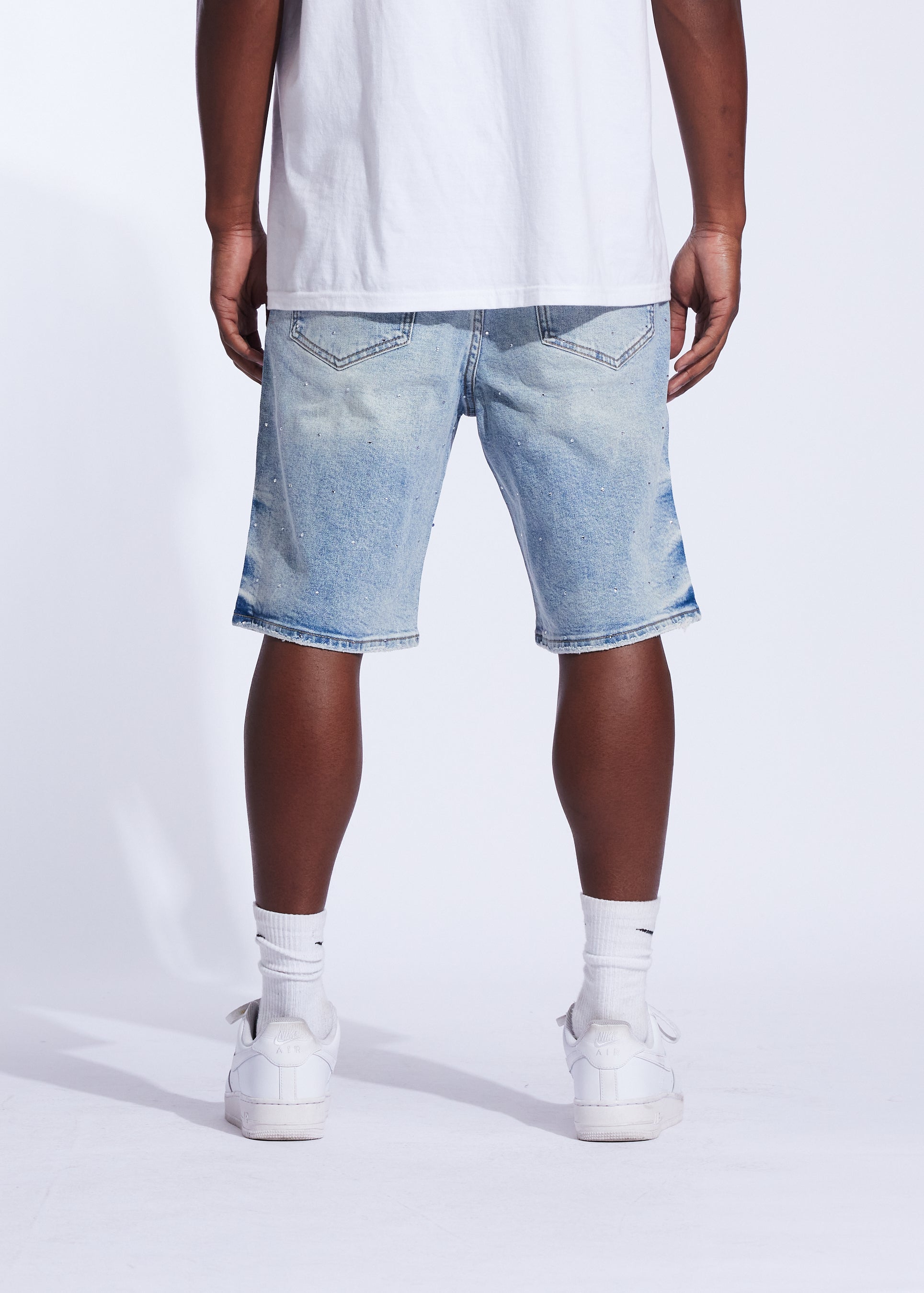 Iced Denim Shorts (Bleached Indigo)