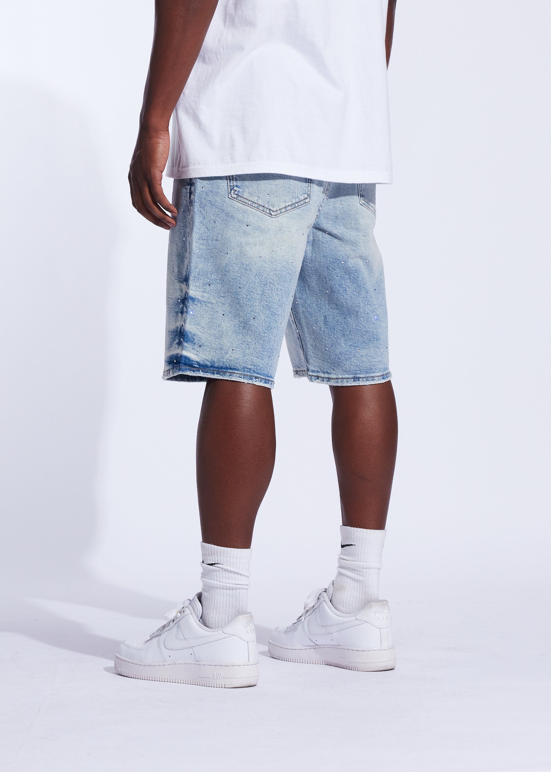 Iced Denim Shorts (Bleached Indigo)