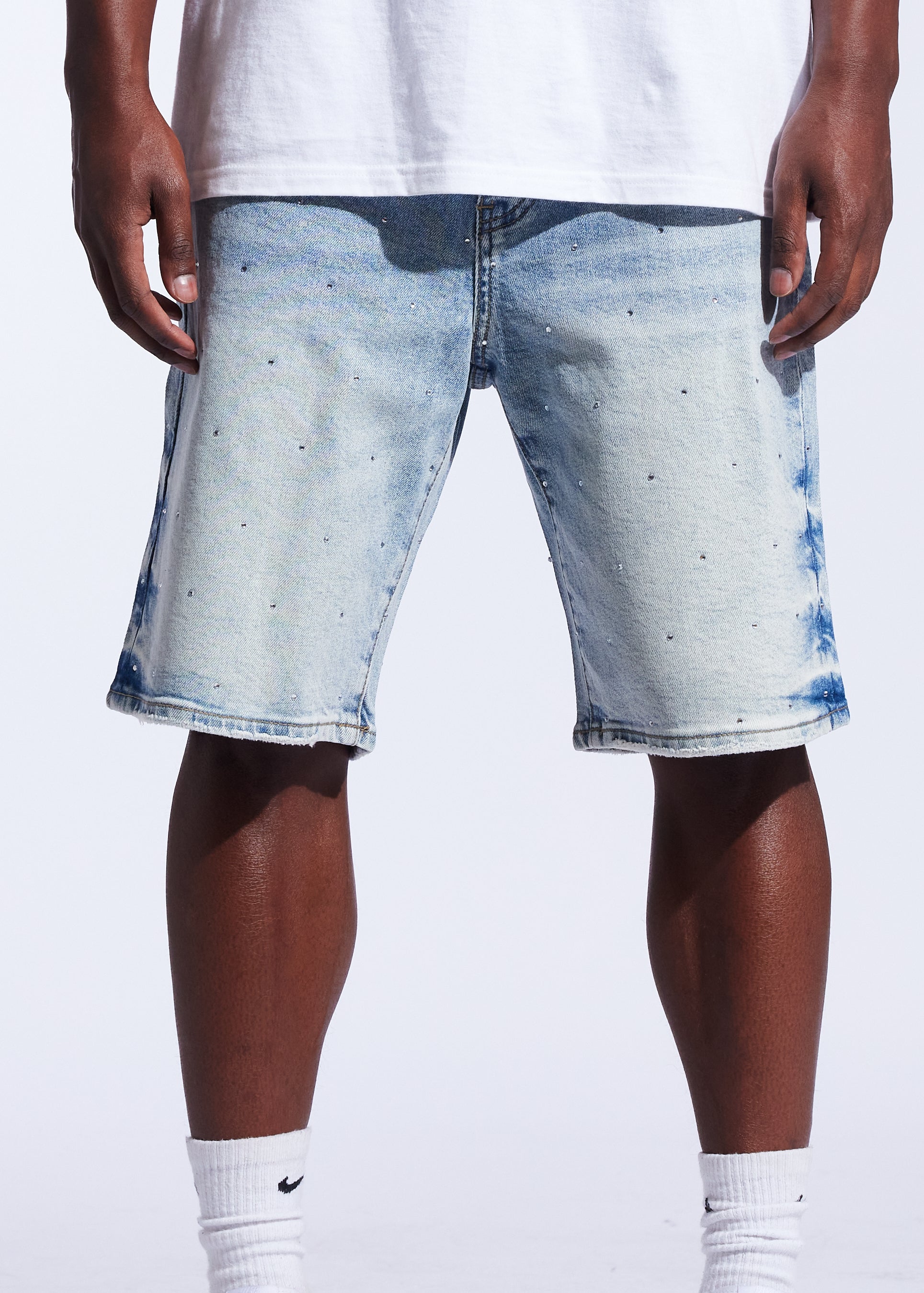 Iced Denim Shorts (Bleached Indigo)