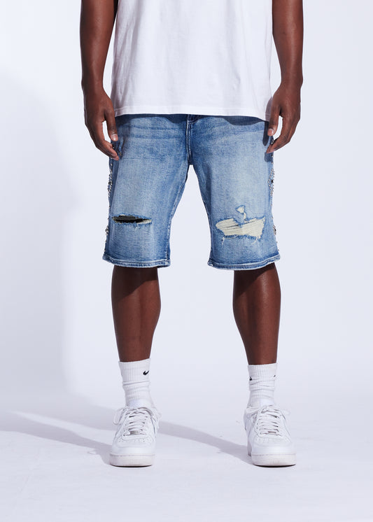 Rivet Denim Shorts (Medium Wash)