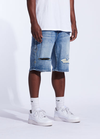 Rivet Denim Shorts (Medium Wash)