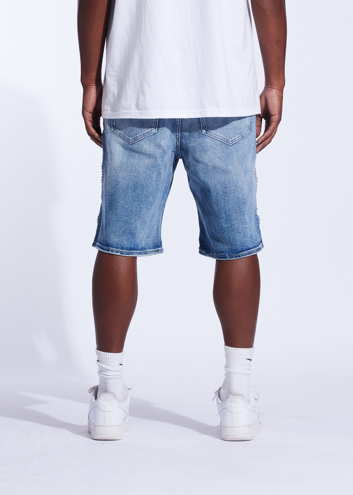 Rivet Denim Shorts (Medium Wash)