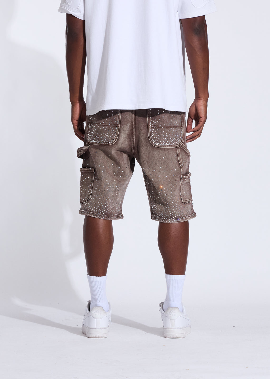 Crystal Denim Shorts (Brown Washed)