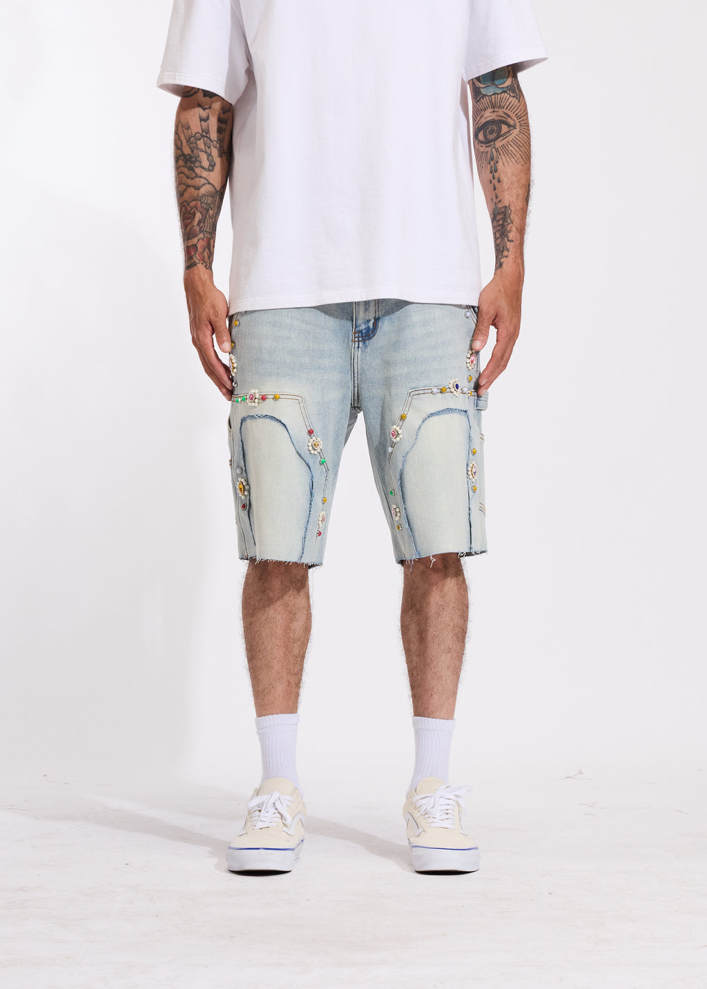Lotus Denim Shorts (Light Blue)