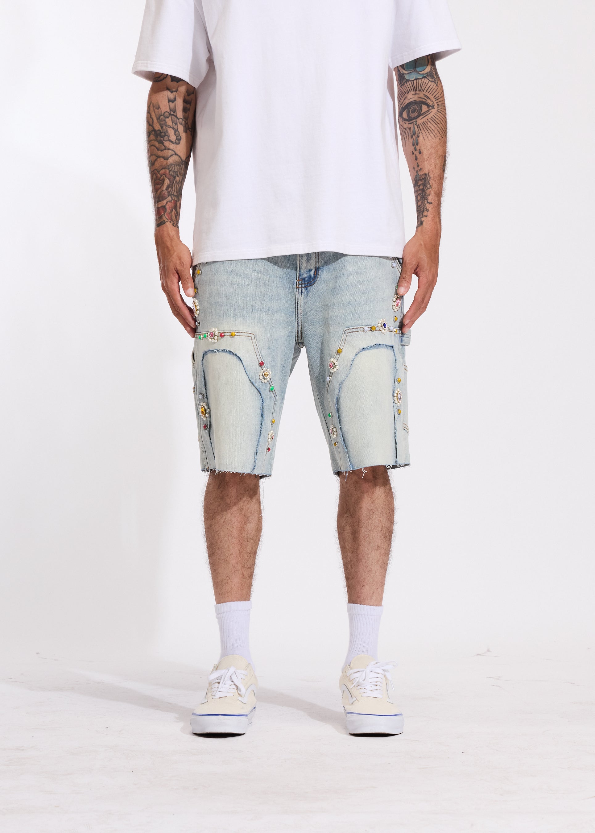 Lotus Denim Shorts (Light Blue)