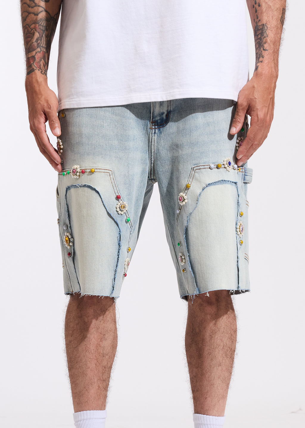 Lotus Denim Shorts (Light Blue)