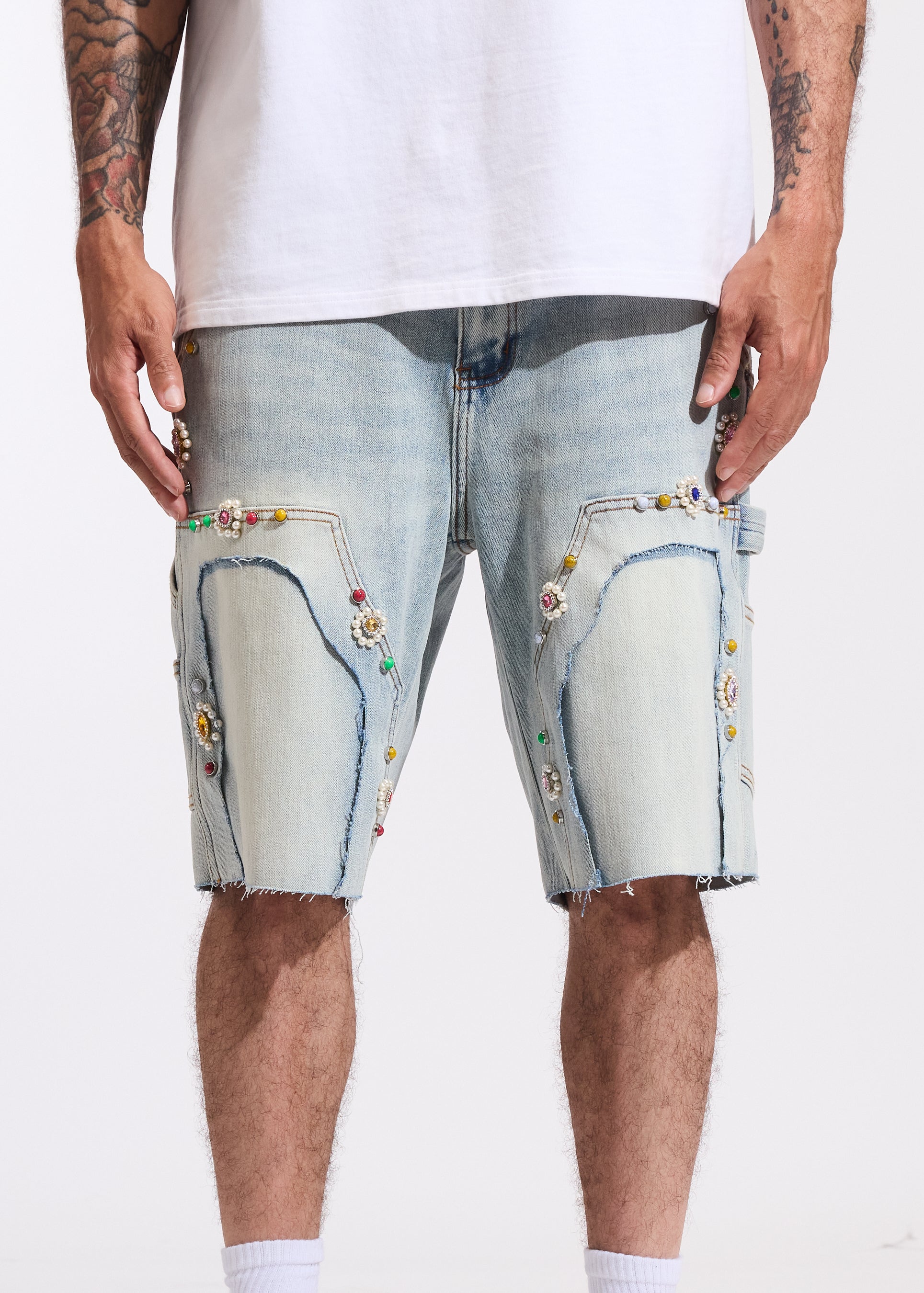 Lotus Denim Shorts (Light Blue)
