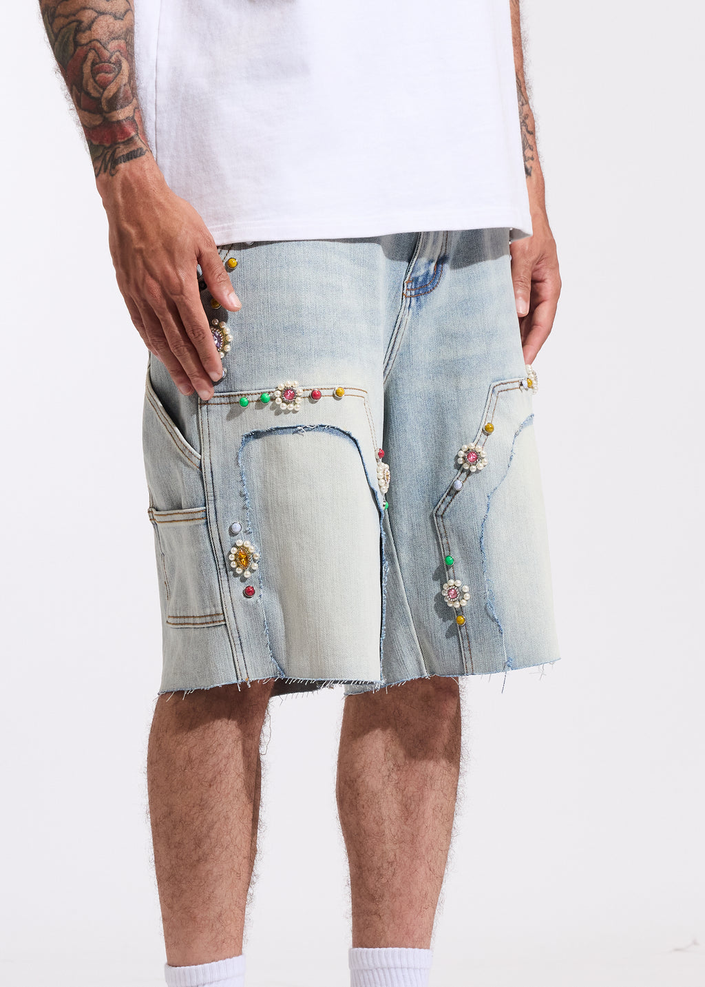 Lotus Denim Shorts (Light Blue)
