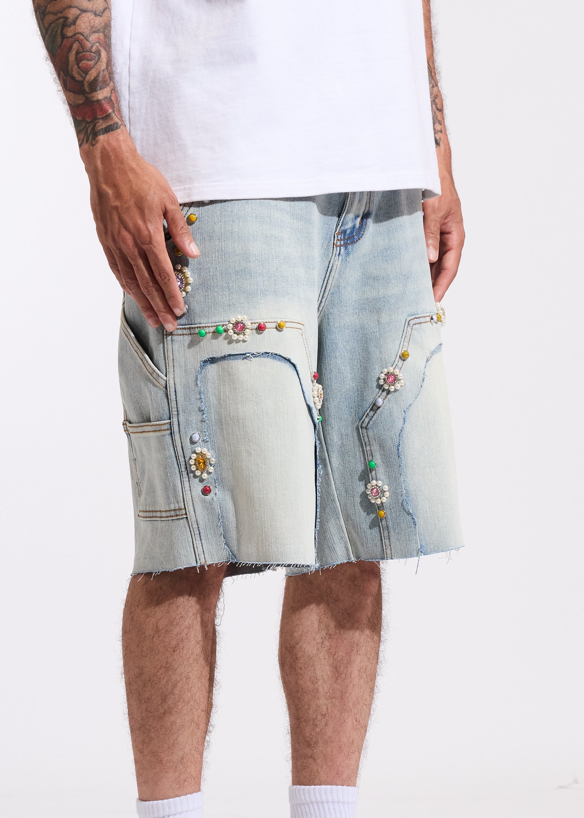 Lotus Denim Shorts (Light Blue)