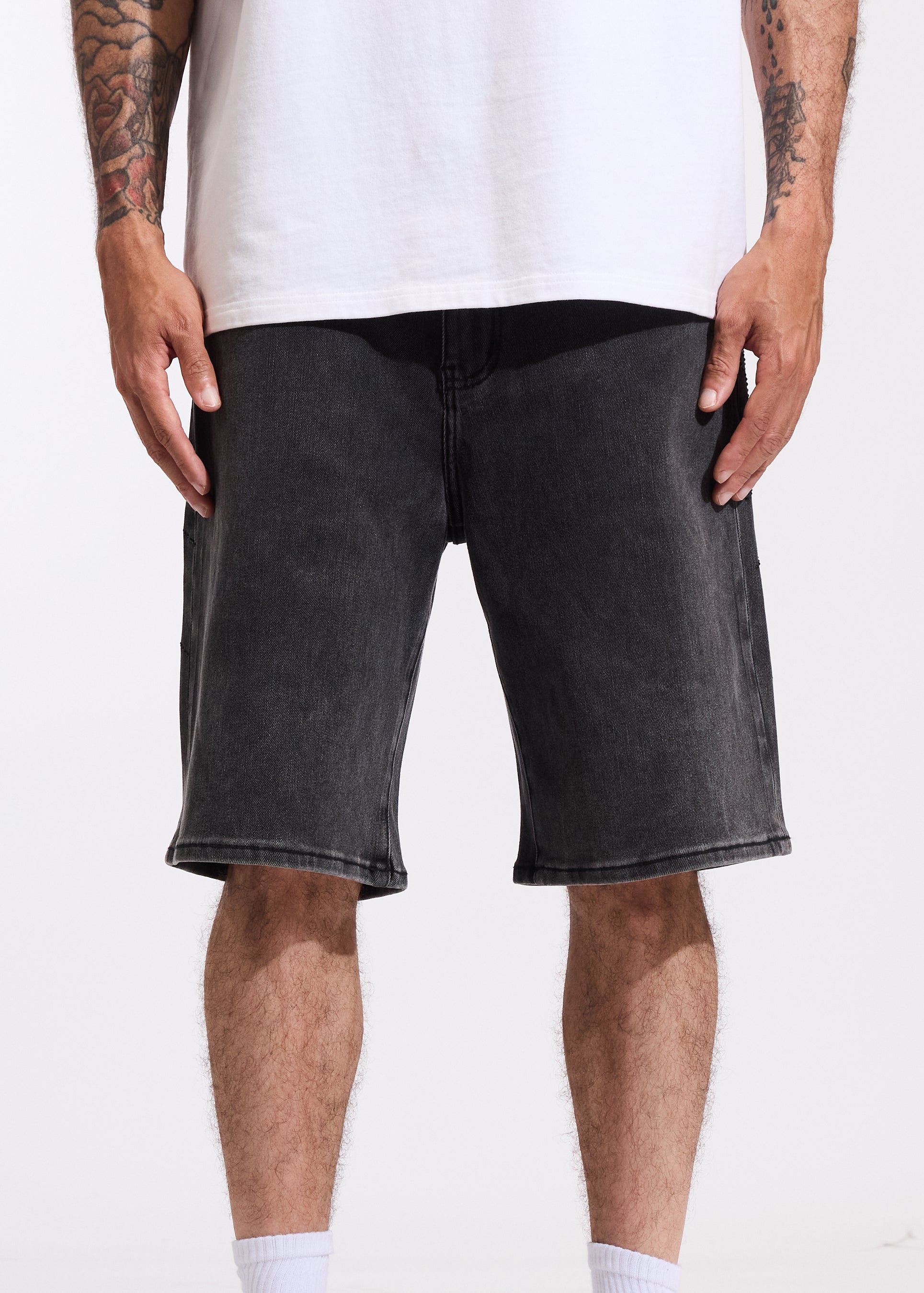 Cena Denim Shorts (Grey Washed)