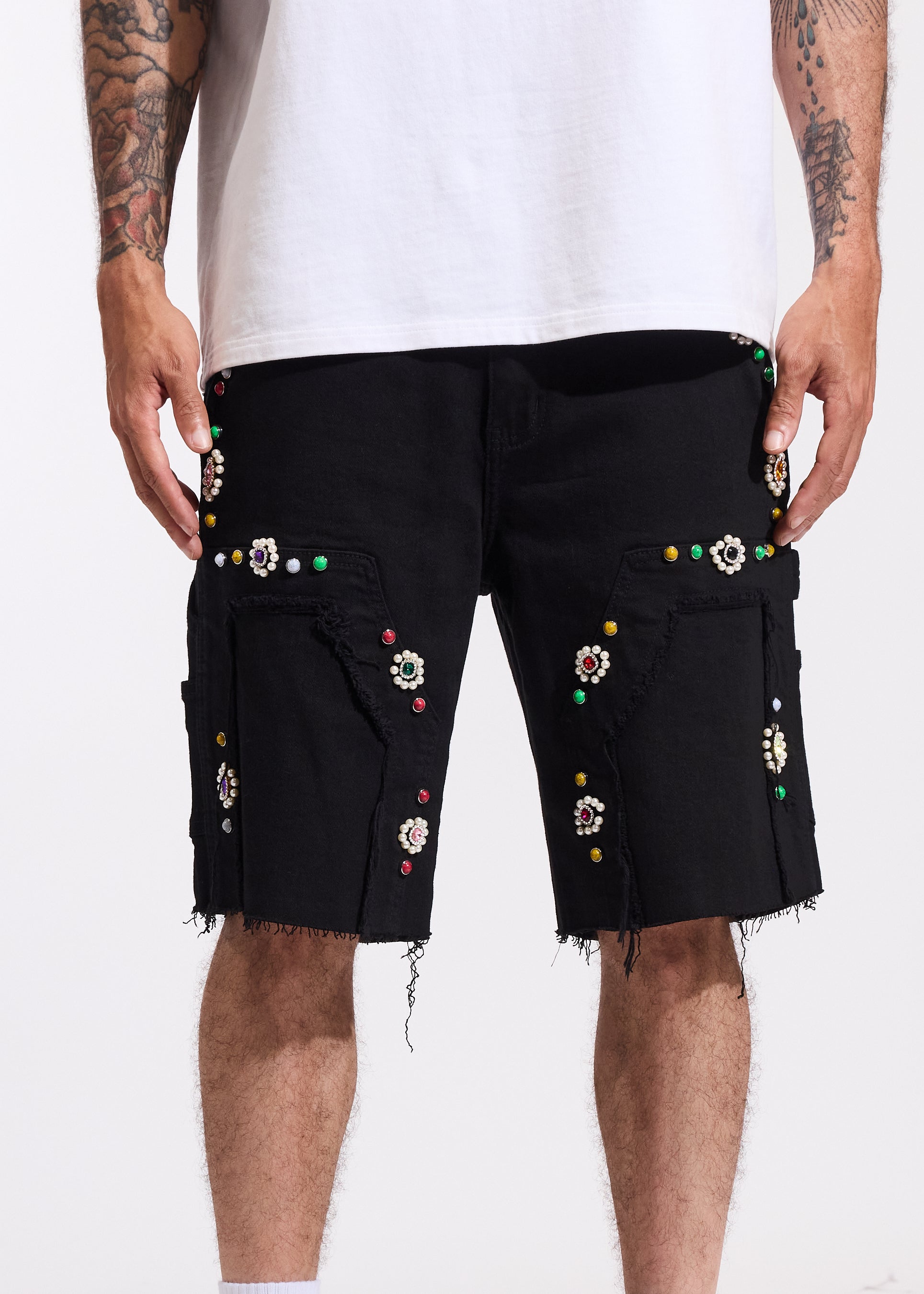 Lotus Denim Shorts (Black)