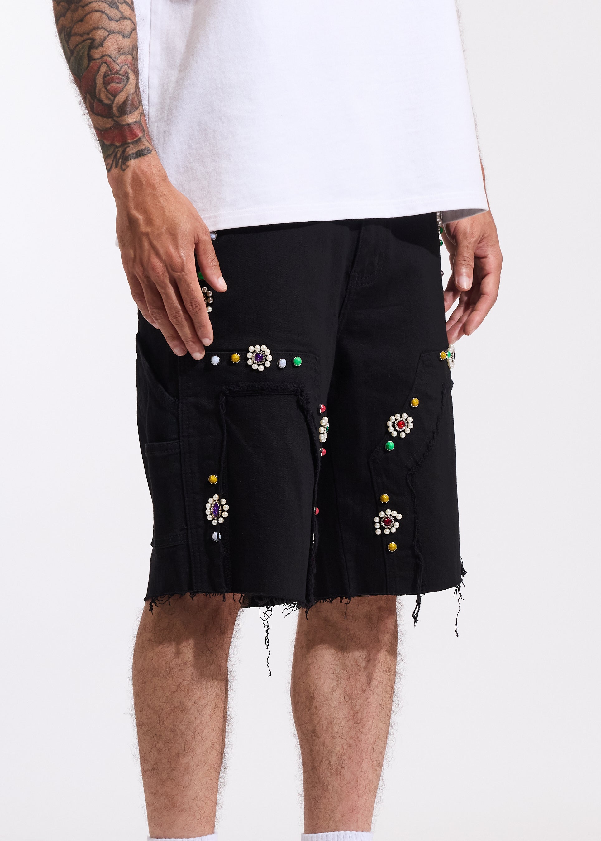 Lotus Denim Shorts (Black)