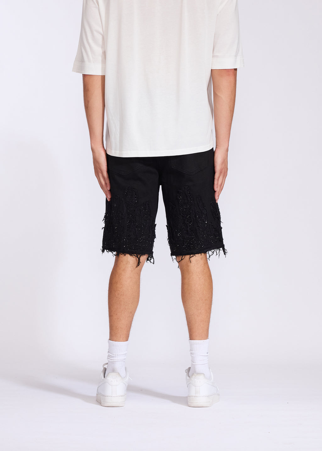 Flame Denim Shorts (Black)