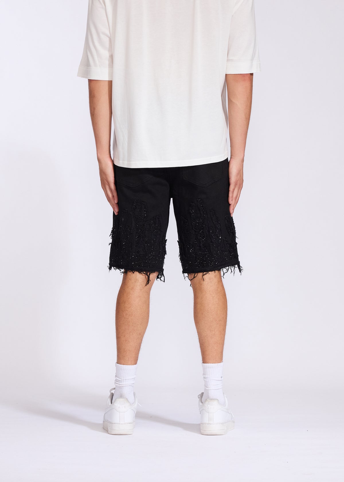 Flame Denim Shorts (Black)