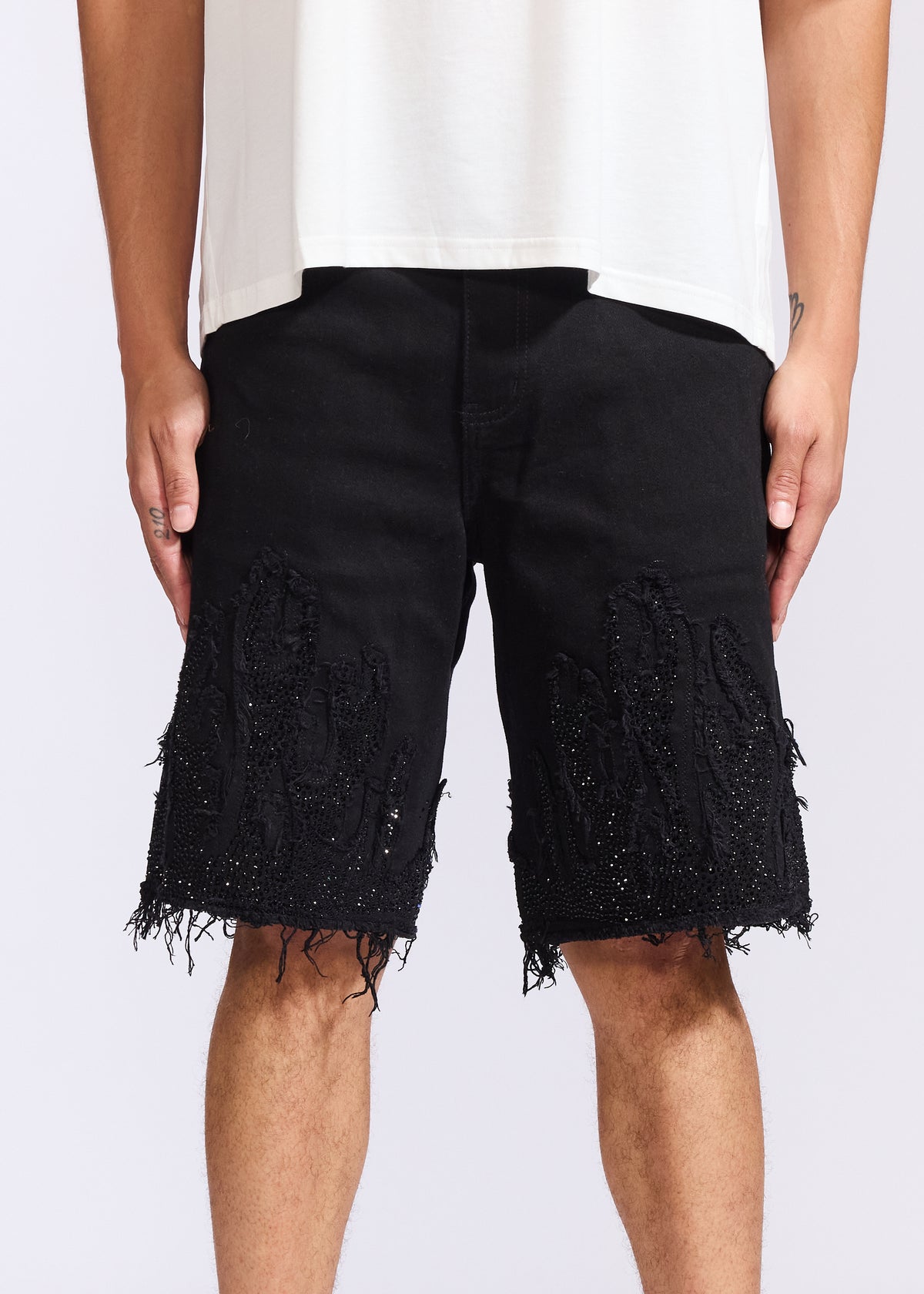 Flame Denim Shorts (Black)