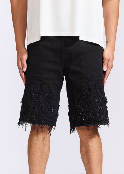 Flame Denim Shorts (Black)