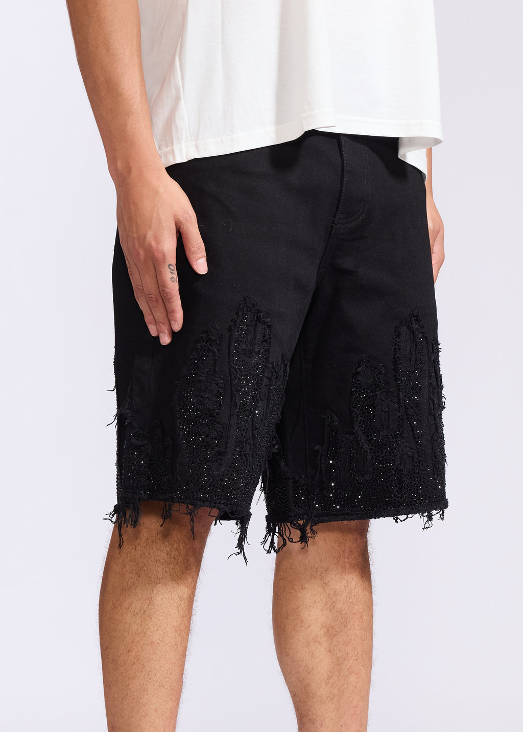 Flame Denim Shorts (Black)
