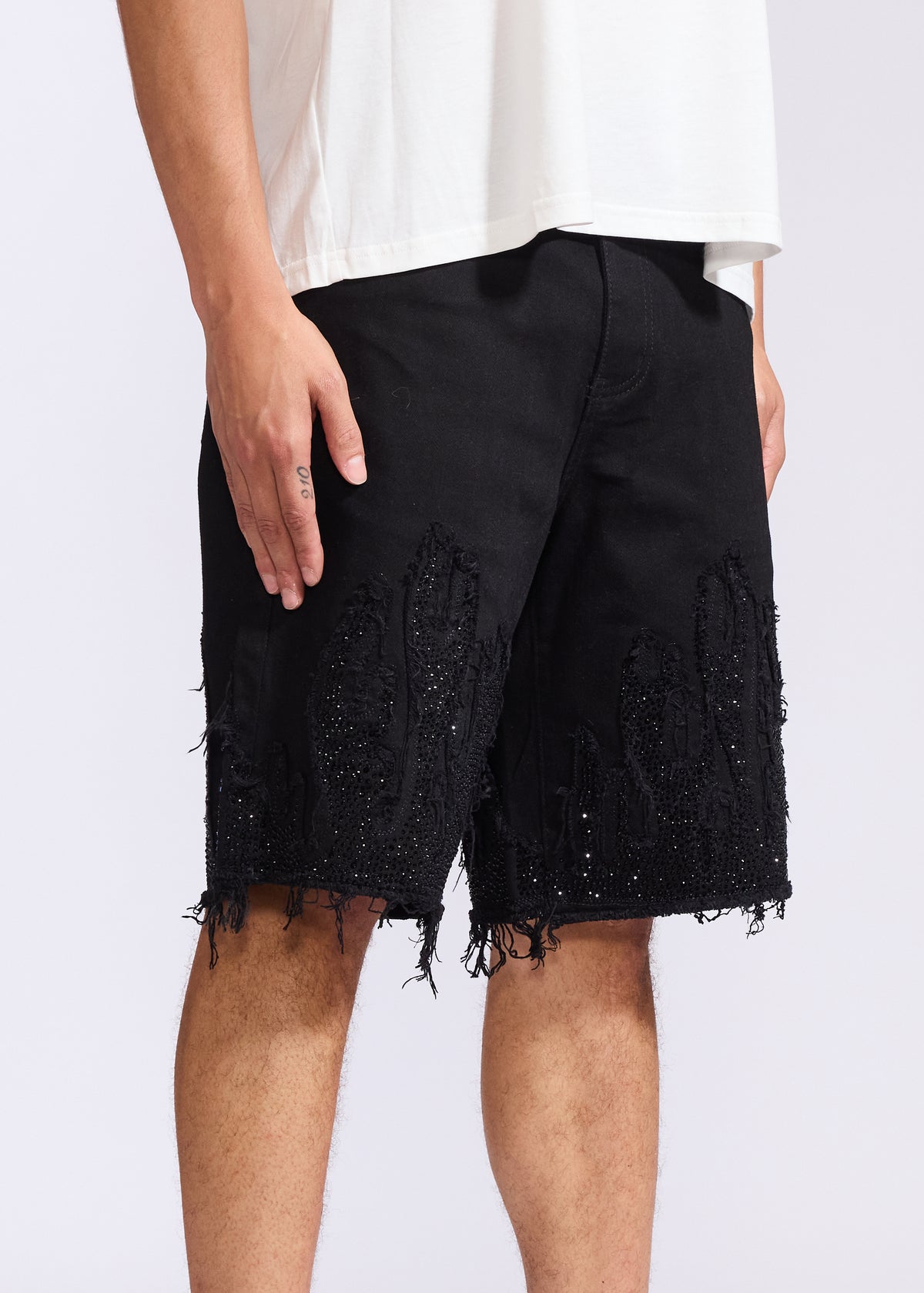 Flame Denim Shorts (Black)