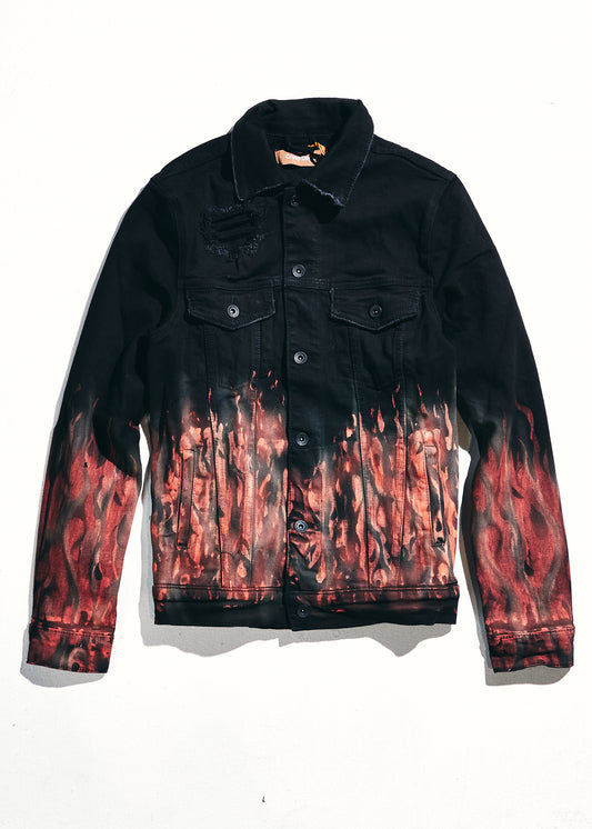 Bering Denim Jacket (Red Flames)