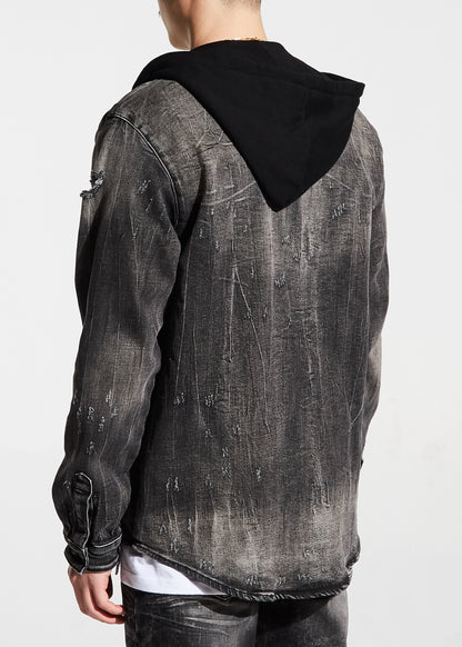 Walsh Denim Hooded Shirt (Black)